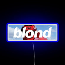 Load image into Gallery viewer, Frank Ocean Blond Helmet Box Logo RGB neon sign blue