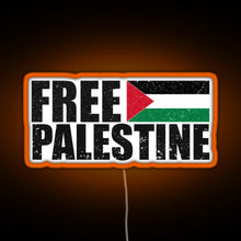 Load image into Gallery viewer, FREE PALESTINE FREE GAZA PALESTINE FLAG ARABIC RGB neon sign orange