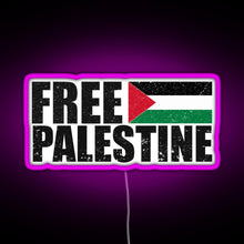 Load image into Gallery viewer, FREE PALESTINE FREE GAZA PALESTINE FLAG ARABIC RGB neon sign  pink