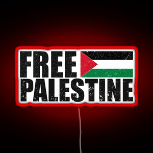 FREE PALESTINE FREE GAZA PALESTINE FLAG ARABIC RGB neon sign red