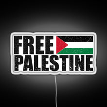 Load image into Gallery viewer, FREE PALESTINE FREE GAZA PALESTINE FLAG ARABIC RGB neon sign white 