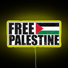 Load image into Gallery viewer, FREE PALESTINE FREE GAZA PALESTINE FLAG ARABIC RGB neon sign yellow