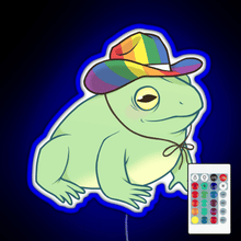 Load image into Gallery viewer, Gay Pride Cowboy Frog RGB neon sign remote