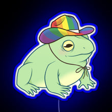 Load image into Gallery viewer, Gay Pride Cowboy Frog RGB neon sign blue