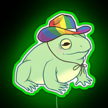 Load image into Gallery viewer, Gay Pride Cowboy Frog RGB neon sign green