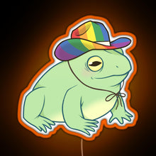 Load image into Gallery viewer, Gay Pride Cowboy Frog RGB neon sign orange