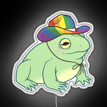 Load image into Gallery viewer, Gay Pride Cowboy Frog RGB neon sign white 