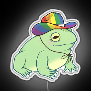 Gay Pride Cowboy Frog RGB neon sign white 