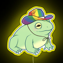 Load image into Gallery viewer, Gay Pride Cowboy Frog RGB neon sign yellow