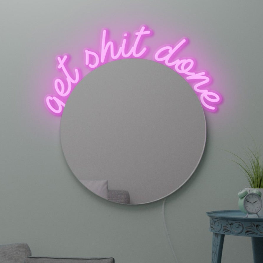 get shit done neon mirror frame