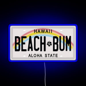 Hawaii License Plate RGB neon sign blue