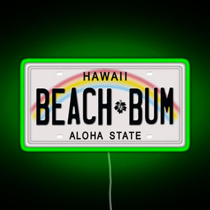 Hawaii License Plate RGB neon sign green