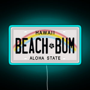 Hawaii License Plate RGB neon sign lightblue 