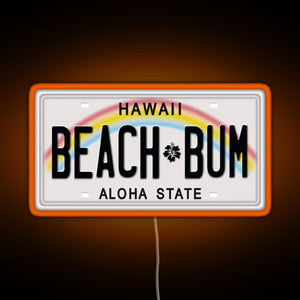 Hawaii License Plate RGB neon sign orange
