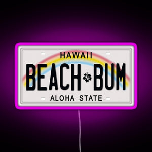 Hawaii License Plate RGB neon sign  pink