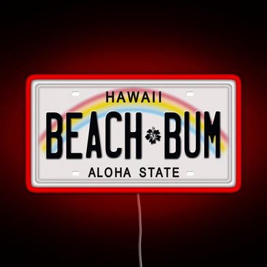 Hawaii License Plate RGB neon sign red