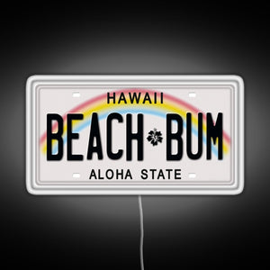 Hawaii License Plate RGB neon sign white 