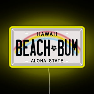 Hawaii License Plate RGB neon sign yellow