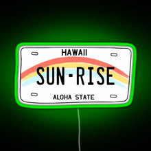 Load image into Gallery viewer, Hawaii Sunrise Licence Plate RGB neon sign green