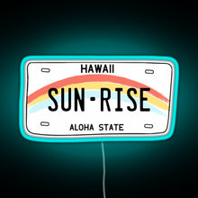 Load image into Gallery viewer, Hawaii Sunrise Licence Plate RGB neon sign lightblue 