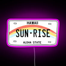 Load image into Gallery viewer, Hawaii Sunrise Licence Plate RGB neon sign  pink