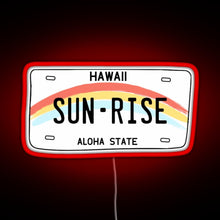 Load image into Gallery viewer, Hawaii Sunrise Licence Plate RGB neon sign red