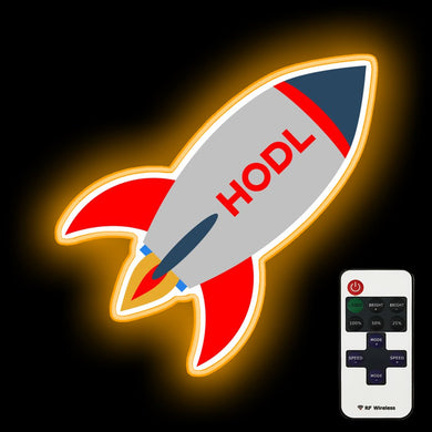 HOLD Crypto Rocket neon sign