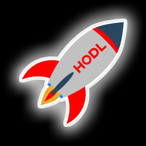 HOLD Crypto Rocket neon sign