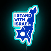 Load image into Gallery viewer, I Stand With Israel Show Your Support For Israel RGB neon sign lightblue 