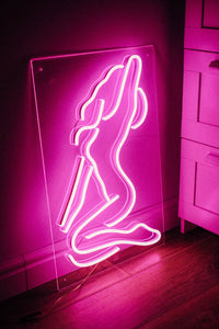 Sexy girl  pink neon light