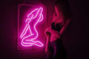 Sexy girl  neon light bar