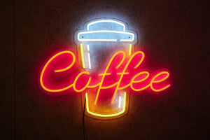 Coffee cup neon sign