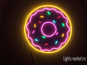 Donut Multicolored Unbreakable Neon Sign Night Light