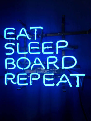 Personalized Neon Sign 'Eat Sleep Board Repeat' Wall Art Wall Mount Neon Light Neon Sign