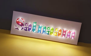 Rainbow room decor, Lighted name sign, Light box, Custom neon sign, Neon sign, Rainbow party ideas, Light up name, Kids bedroom decor