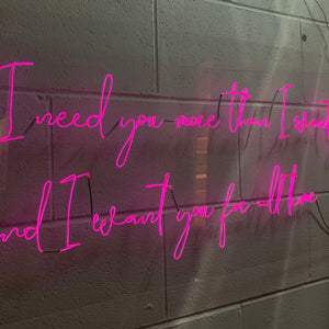 Favourite song lyric neon sign, bedroom neon wall art, neon decor, personalised neon sign, bespoke neon art, custom noen wall art, EL wire