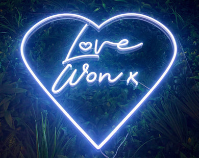 Love Won neon sign for a wedding, party or event