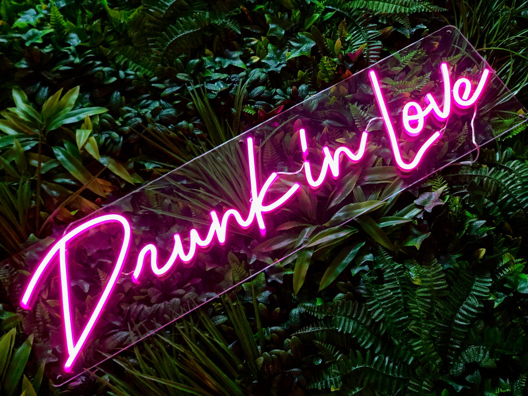 Drunk in love pink neon sign for a wedding, party or event