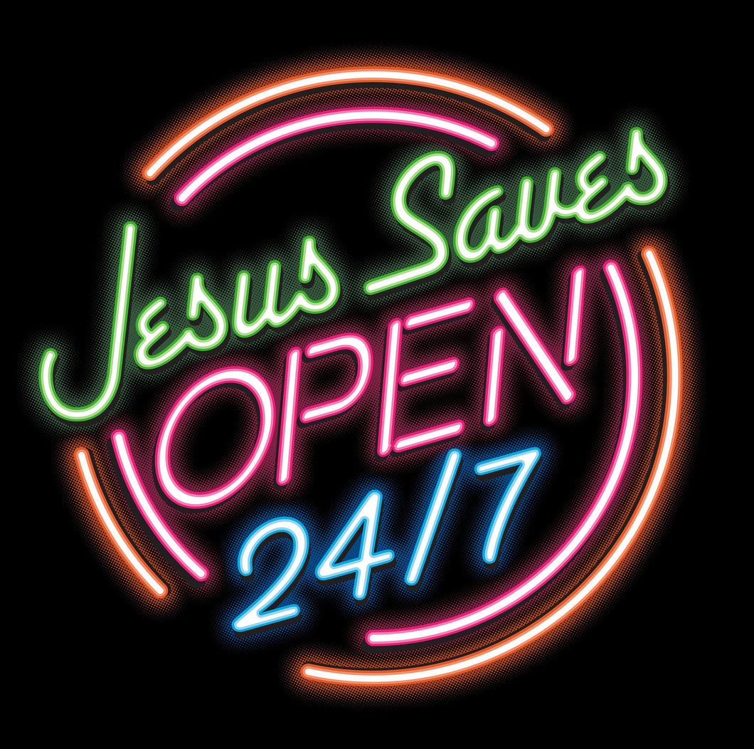 Jesus Saves Neon Sign Tshirt