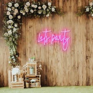 Engagement Let’s Party Quote Neon Sign, Wedding Photobooth Backdrop, Wedding Light Up Wall Art, Personalized Birthday Party Decorations