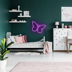 Butterfly Neon Wall Sign, Kids Room Decor, Butterfly Wall Art, Nursery Decor, Nature Inspired, Insect Wall Decor, Girls Unique Night Light