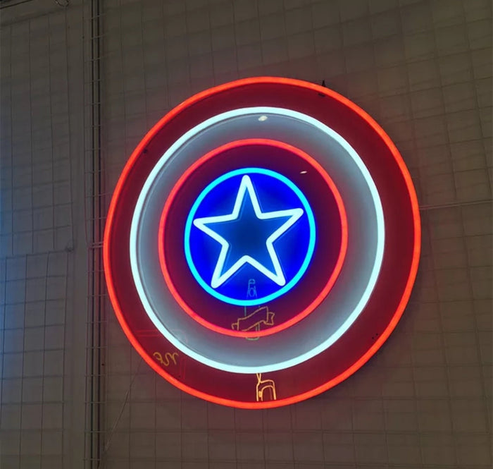 Captain America Neon, Wall Neon Art, Wall Decor, Super hero Neon Light, Avengers America, Wall Neon Signs, Custom Neon Decor