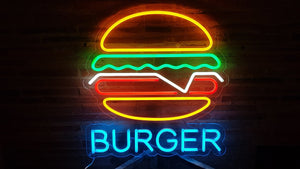 Burger neon sign for restaurant