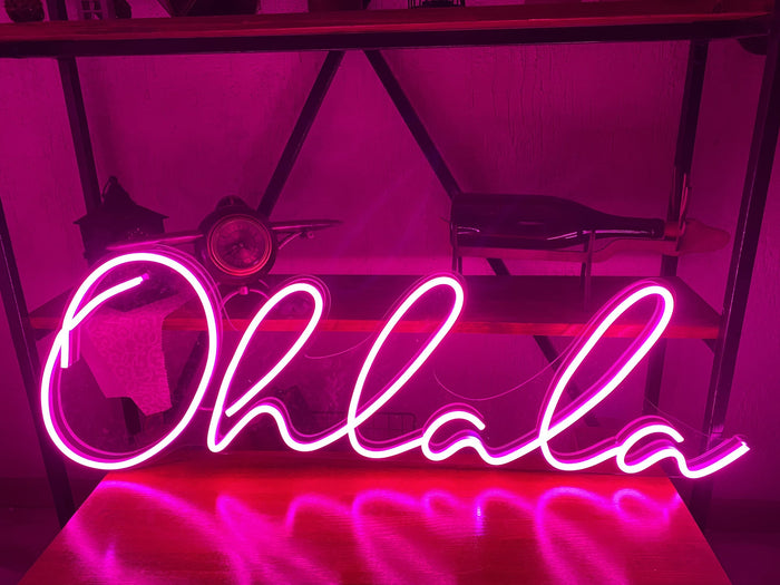 Ohlala, Unbreakable Neon Sign, Neon Letters, Transparent background