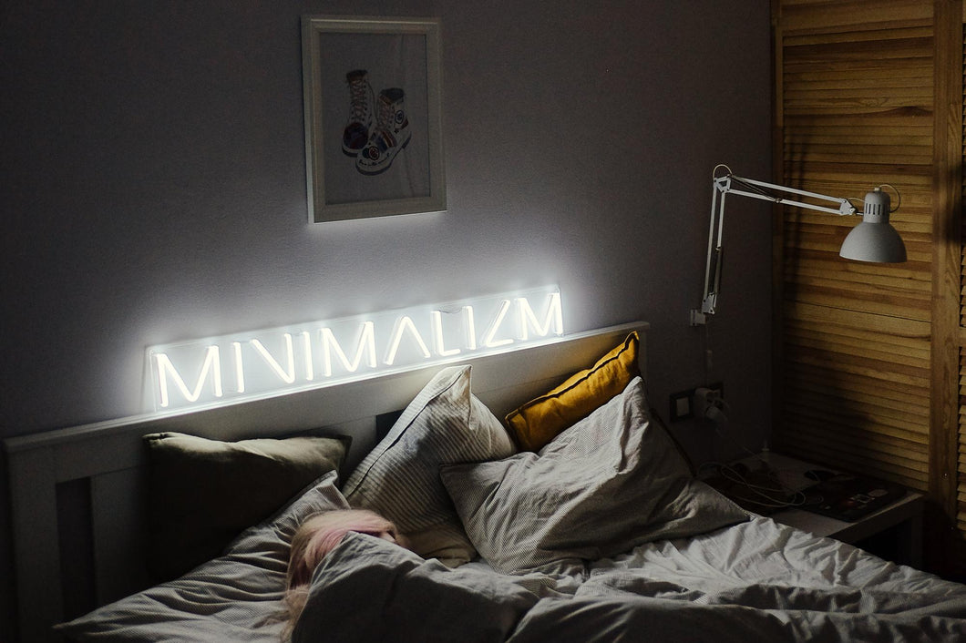 Minimalism (minimalizm), minimalistic for home or minimal modern interior neon sign. Custom color.