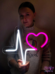 Heartbeat neon sign, pink heart beating, led neon sign, home light custom neon sign, handmade gift, 1st birthday, worldwide shipping, shaped