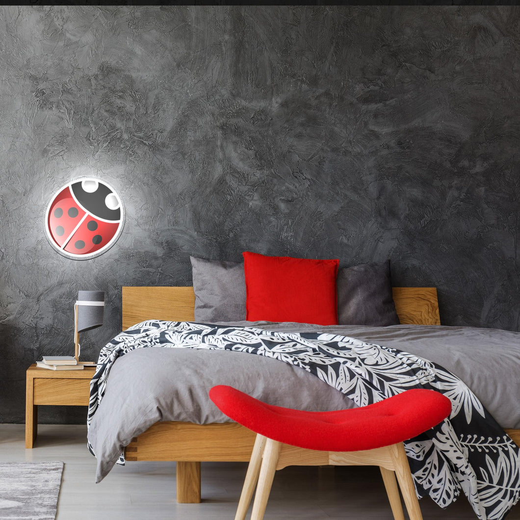 Unique Kids Bedroom Decor, Ladybug Neon Sign, Childrens Night Light, Fun Wall Lights for Kids, Playful Nursery Decor