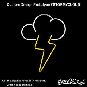 Stormy Cloud with Lightning LED Neon Bar Sign - Handmade Storm Cloud Neon Light - Custom Bedroom Sign - Dorm Decor - Gift for him