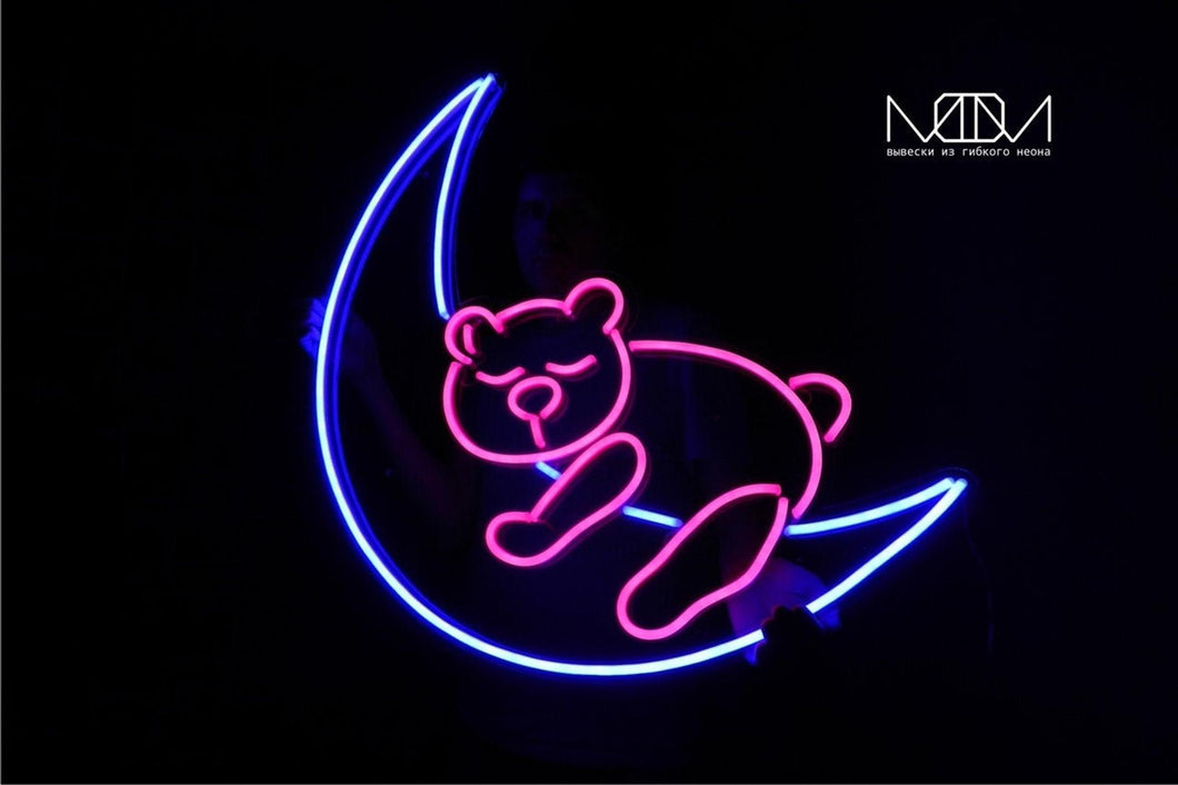 Panda on the moon LED Neon Sign, neon lamp