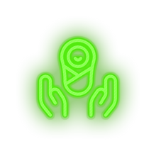 Load image into Gallery viewer, green infant hold family children newborn child hands kid baby led neon factory